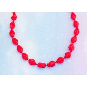 Vintage Red Twists Beaded Necklace | 34 inch | Sarah Coventry | J11